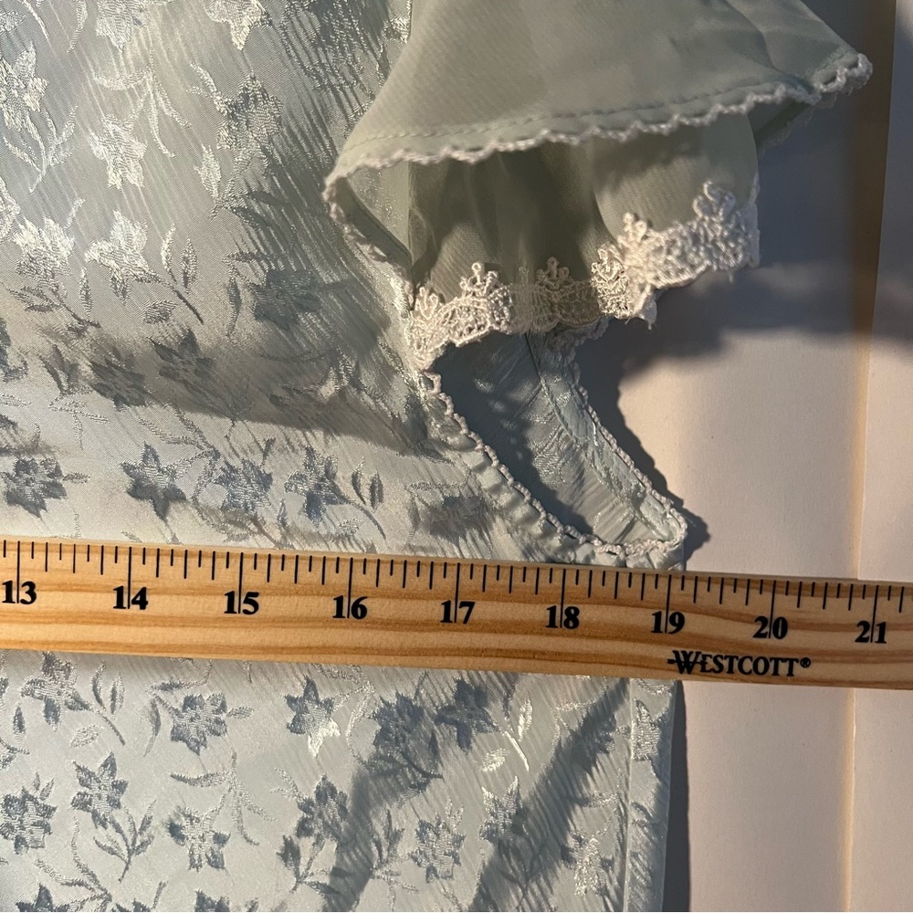 Vintage Oscar De La Renta capped sleeves Nightgown long Dress Size medium blue - Picture 8 of 8